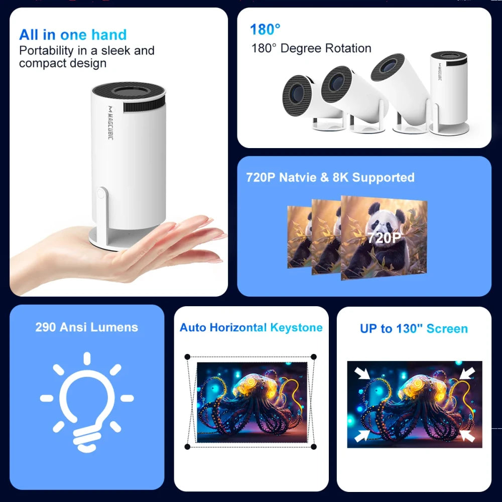 Proyector de Cine para Exteriores con WiFi y Trípode